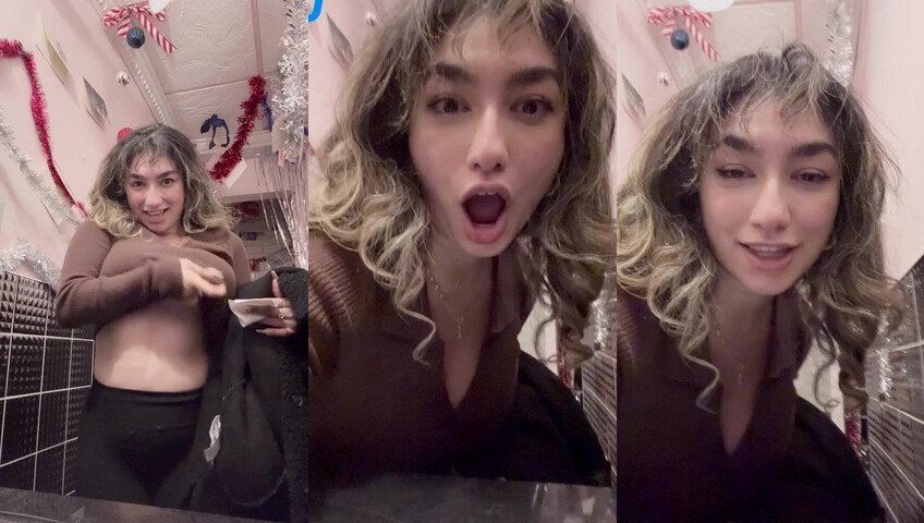 Leedah ASMR - Playing with her tits in the bathroom at a party