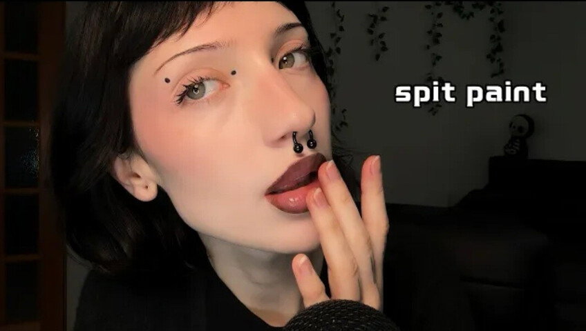 SleepGirl ASMR -  Close up Spit Painting (Wet Mouth Sounds)